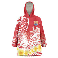 Personalised Tahiti Surfing Wearable Blanket Hoodie Polynesian Style LT05 One Size Red - Polynesian Pride