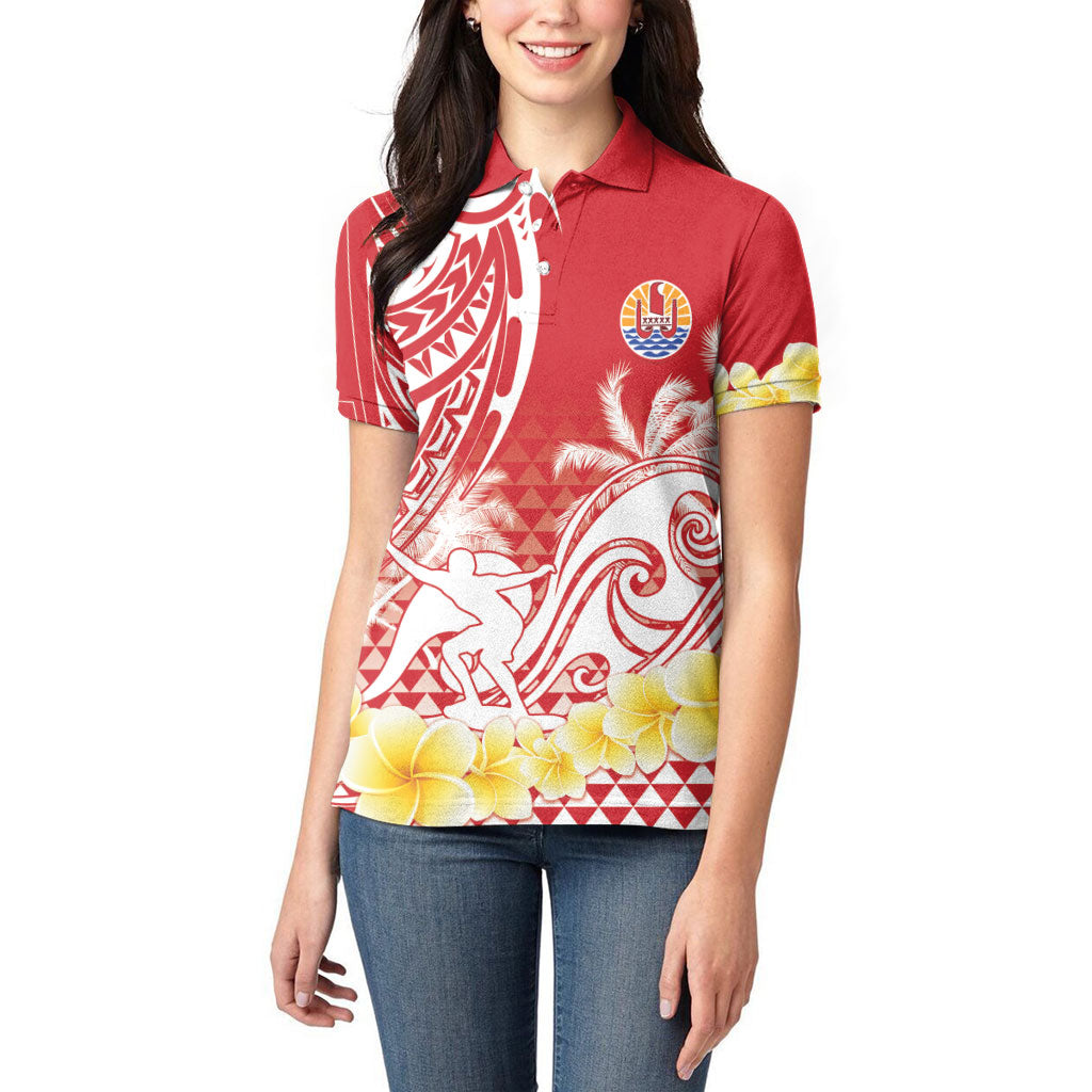 Personalised Tahiti Surfing Women Polo Shirt Polynesian Style LT05 - Polynesian Pride