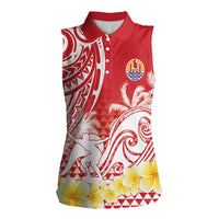 Personalised Tahiti Surfing Women Sleeveless Polo Shirt Polynesian Style LT05 Female Red - Polynesian Pride