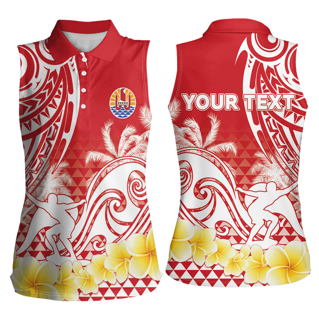 Personalised Tahiti Surfing Women Sleeveless Polo Shirt Polynesian Style LT05 - Polynesian Pride