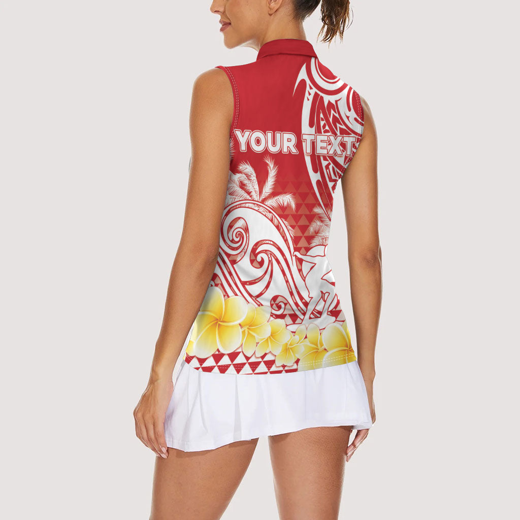 Personalised Tahiti Surfing Women Sleeveless Polo Shirt Polynesian Style LT05 - Polynesian Pride