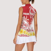 Personalised Tahiti Surfing Women Sleeveless Polo Shirt Polynesian Style LT05 - Polynesian Pride