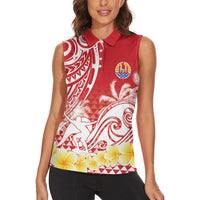 Personalised Tahiti Surfing Women Sleeveless Polo Shirt Polynesian Style LT05 - Polynesian Pride
