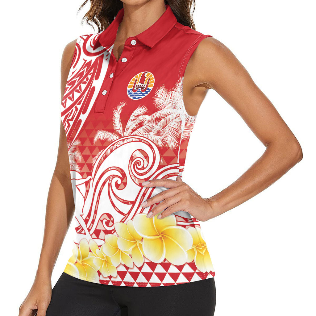 Personalised Tahiti Surfing Women Sleeveless Polo Shirt Polynesian Style LT05 - Polynesian Pride