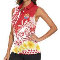 Personalised Tahiti Surfing Women Sleeveless Polo Shirt Polynesian Style LT05 - Polynesian Pride