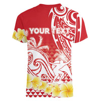 Personalised Tahiti Surfing Women V-Neck T-Shirt Polynesian Style LT05 - Polynesian Pride