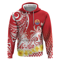 Personalised Tahiti Surfing Zip Hoodie Polynesian Style LT05 Pullover Hoodie Red - Polynesian Pride
