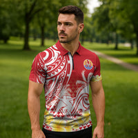 Personalised Tahiti Surfing Zipper Polo Shirt Polynesian Style LT05 - Polynesian Pride
