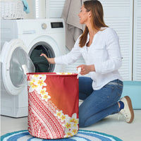 Tahiti Plumeria Tribal Pattern Laundry Basket Wave Style Red LT05 - Polynesian Pride
