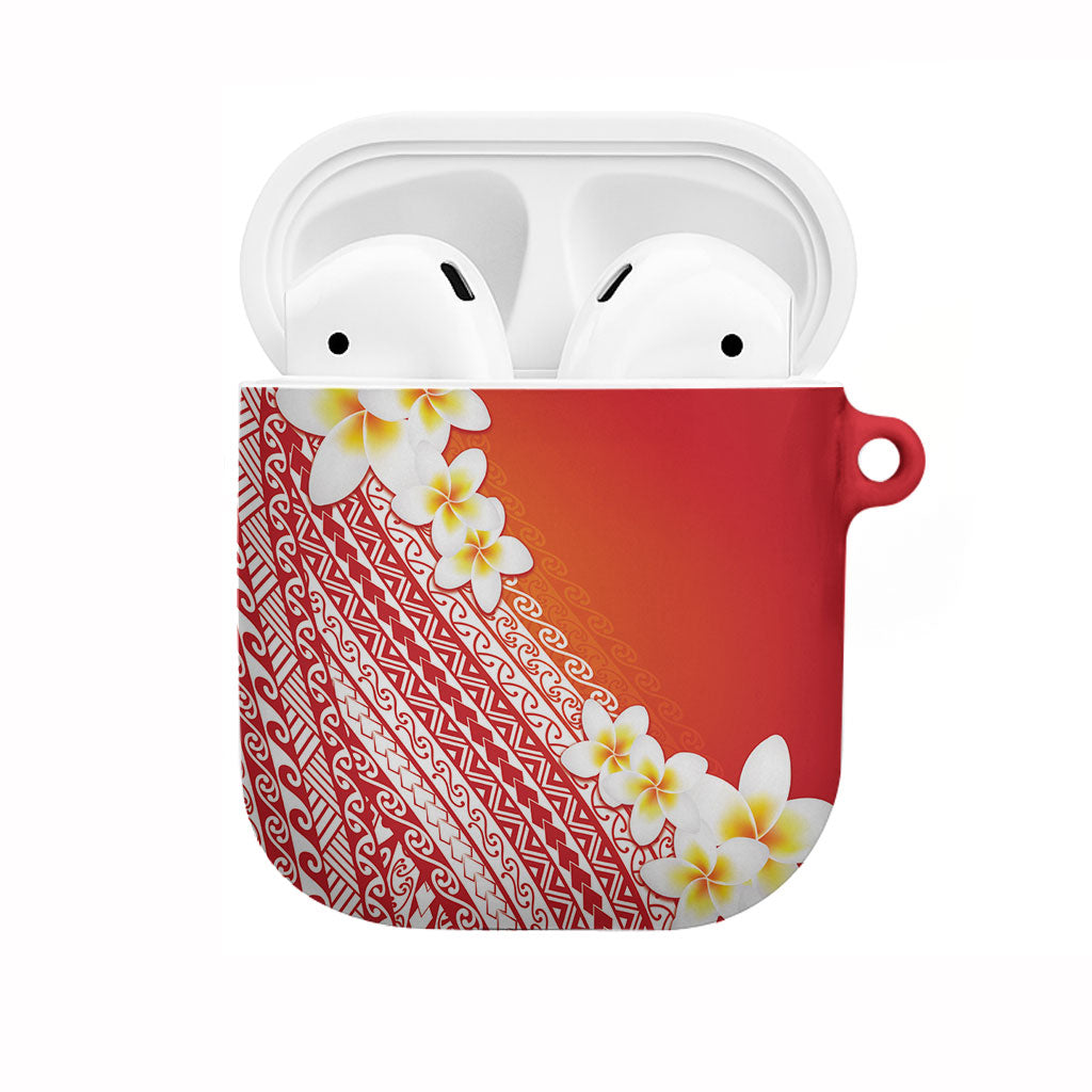 Tahiti Plumeria Tribal Pattern AirPods Case Wave Style Red LT05 Red - Polynesian Pride
