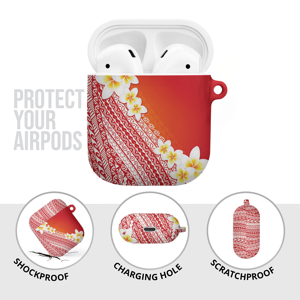 Tahiti Plumeria Tribal Pattern AirPods Case Wave Style Red LT05 - Polynesian Pride