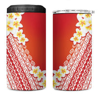 Tahiti Plumeria Tribal Pattern 4 in 1 Can Cooler Tumbler Wave Style Red LT05 One Size: 16 oz Red - Polynesian Pride