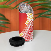 Tahiti Plumeria Tribal Pattern 4 in 1 Can Cooler Tumbler Wave Style Red LT05 - Polynesian Pride