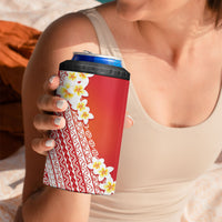 Tahiti Plumeria Tribal Pattern 4 in 1 Can Cooler Tumbler Wave Style Red LT05 - Polynesian Pride