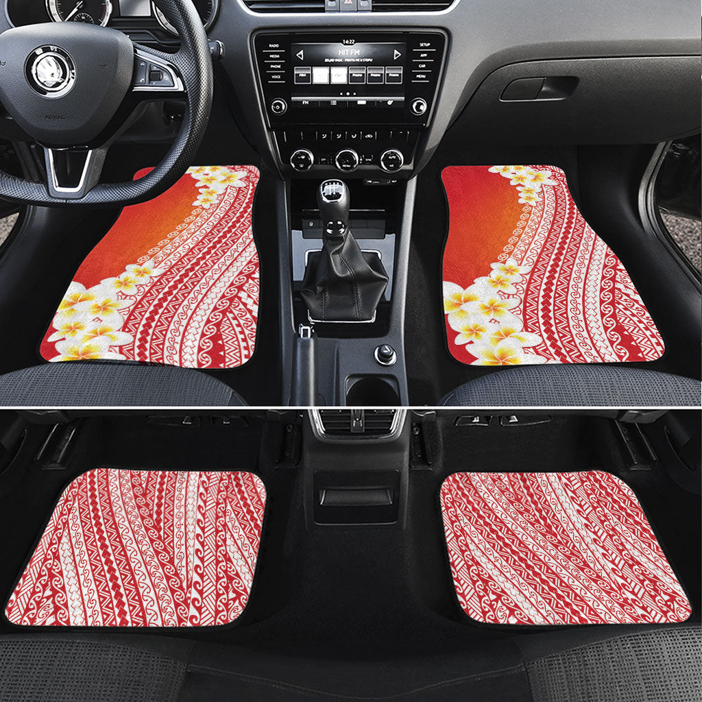 Tahiti Plumeria Tribal Pattern Car Mats Wave Style Red LT05 Set 4pcs Red - Polynesian Pride