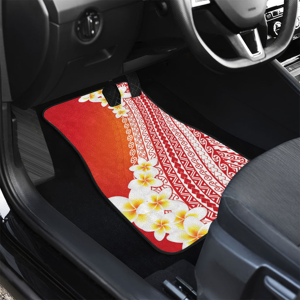 Tahiti Plumeria Tribal Pattern Car Mats Wave Style Red LT05 - Polynesian Pride