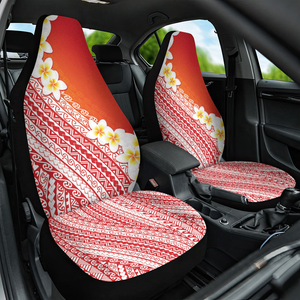 Tahiti Plumeria Tribal Pattern Car Seat Cover Wave Style Red LT05 One Size Red - Polynesian Pride
