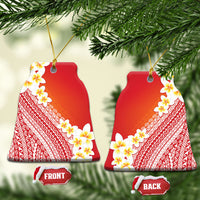 Tahiti Plumeria Tribal Pattern Ceramic Ornament Wave Style Red