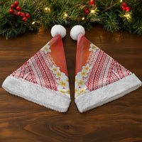 Tahiti Plumeria Tribal Pattern Christmas Santa Hat Wave Style Red