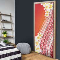Tahiti Plumeria Tribal Pattern Door Cover Wave Style Red LT05 - Polynesian Pride