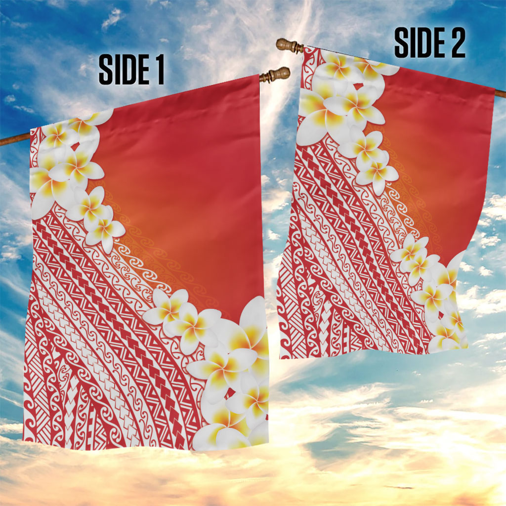 Tahiti Plumeria Tribal Pattern Garden Flag Wave Style Red LT05 - Polynesian Pride