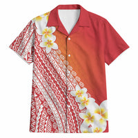 Tahiti Plumeria Tribal Pattern Hawaiian Shirt Wave Style Red LT05 Red - Polynesian Pride