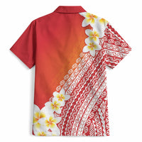 Tahiti Plumeria Tribal Pattern Hawaiian Shirt Wave Style Red LT05 - Polynesian Pride