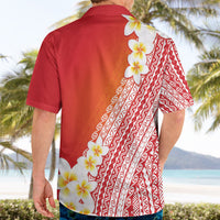 Tahiti Plumeria Tribal Pattern Hawaiian Shirt Wave Style Red LT05 - Polynesian Pride