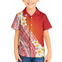 Tahiti Plumeria Tribal Pattern Hawaiian Shirt Wave Style Red LT05 - Polynesian Pride