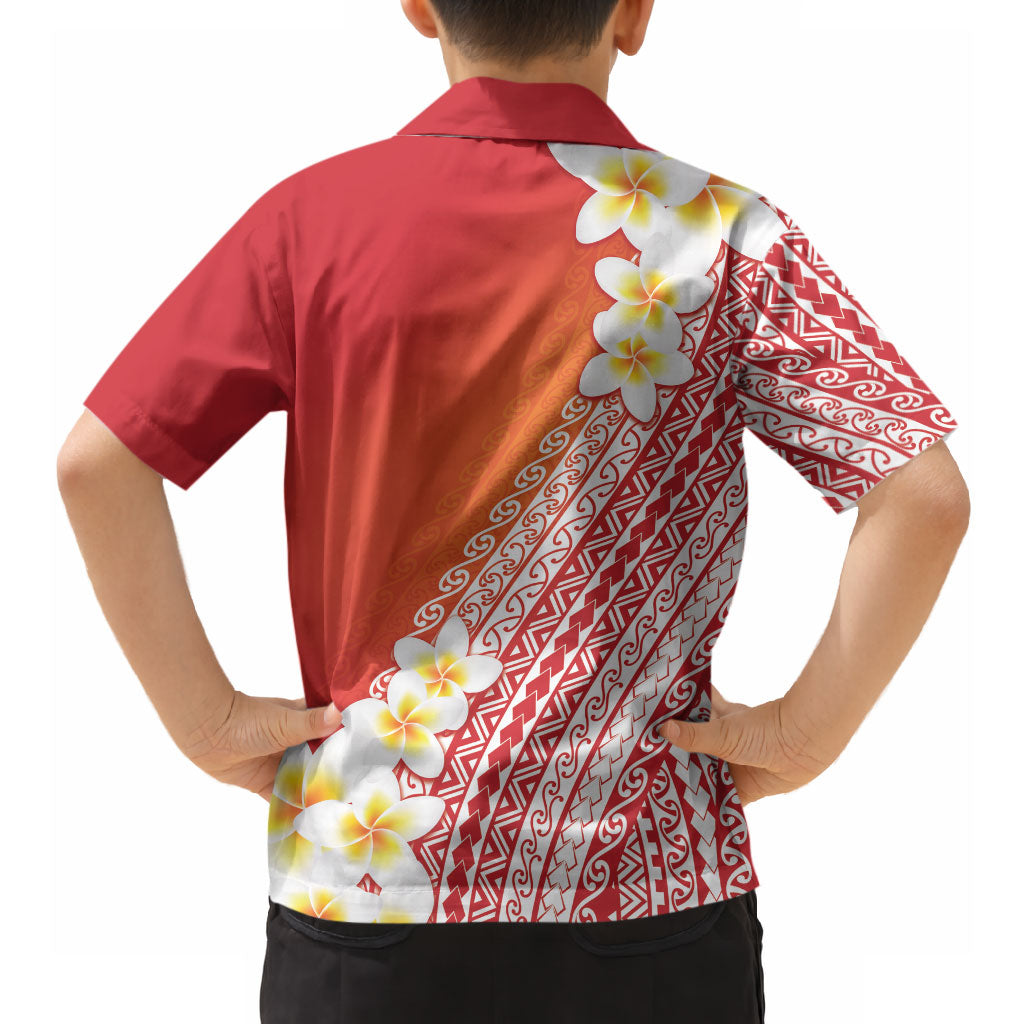 Tahiti Plumeria Tribal Pattern Hawaiian Shirt Wave Style Red LT05 - Polynesian Pride