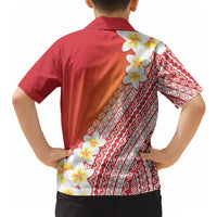 Tahiti Plumeria Tribal Pattern Hawaiian Shirt Wave Style Red LT05 - Polynesian Pride
