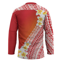 Tahiti Plumeria Tribal Pattern Hockey Jersey Wave Style Red LT05 - Polynesian Pride