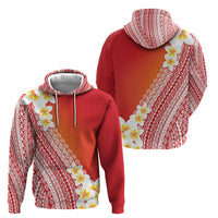 Tahiti Plumeria Tribal Pattern Hoodie Wave Style Red LT05 - Polynesian Pride