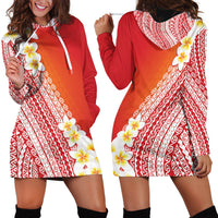 Tahiti Plumeria Tribal Pattern Hoodie Dress Wave Style Red LT05 - Polynesian Pride