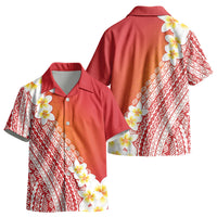 Tahiti Plumeria Tribal Pattern Kid Hawaiian Shirt Wave Style Red LT05 - Polynesian Pride