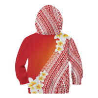 Tahiti Plumeria Tribal Pattern Kid Hoodie Wave Style Red LT05 - Polynesian Pride