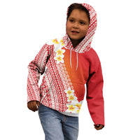 Tahiti Plumeria Tribal Pattern Kid Hoodie Wave Style Red LT05 - Polynesian Pride