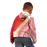 Tahiti Plumeria Tribal Pattern Kid Hoodie Wave Style Red LT05 - Polynesian Pride