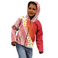 Tahiti Plumeria Tribal Pattern Kid Hoodie Wave Style Red LT05 - Polynesian Pride