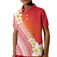 Tahiti Plumeria Tribal Pattern Kid Polo Shirt Wave Style Red LT05 Kid Red - Polynesian Pride