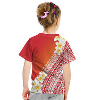 Tahiti Plumeria Tribal Pattern Kid T Shirt Wave Style Red LT05 - Polynesian Pride