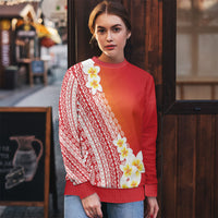Tahiti Plumeria Tribal Pattern Ugly Christmas Sweater Wave Style Red