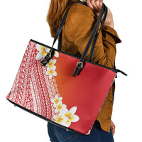 Tahiti Plumeria Tribal Pattern Leather Tote Bag Wave Style Red LT05 - Polynesian Pride