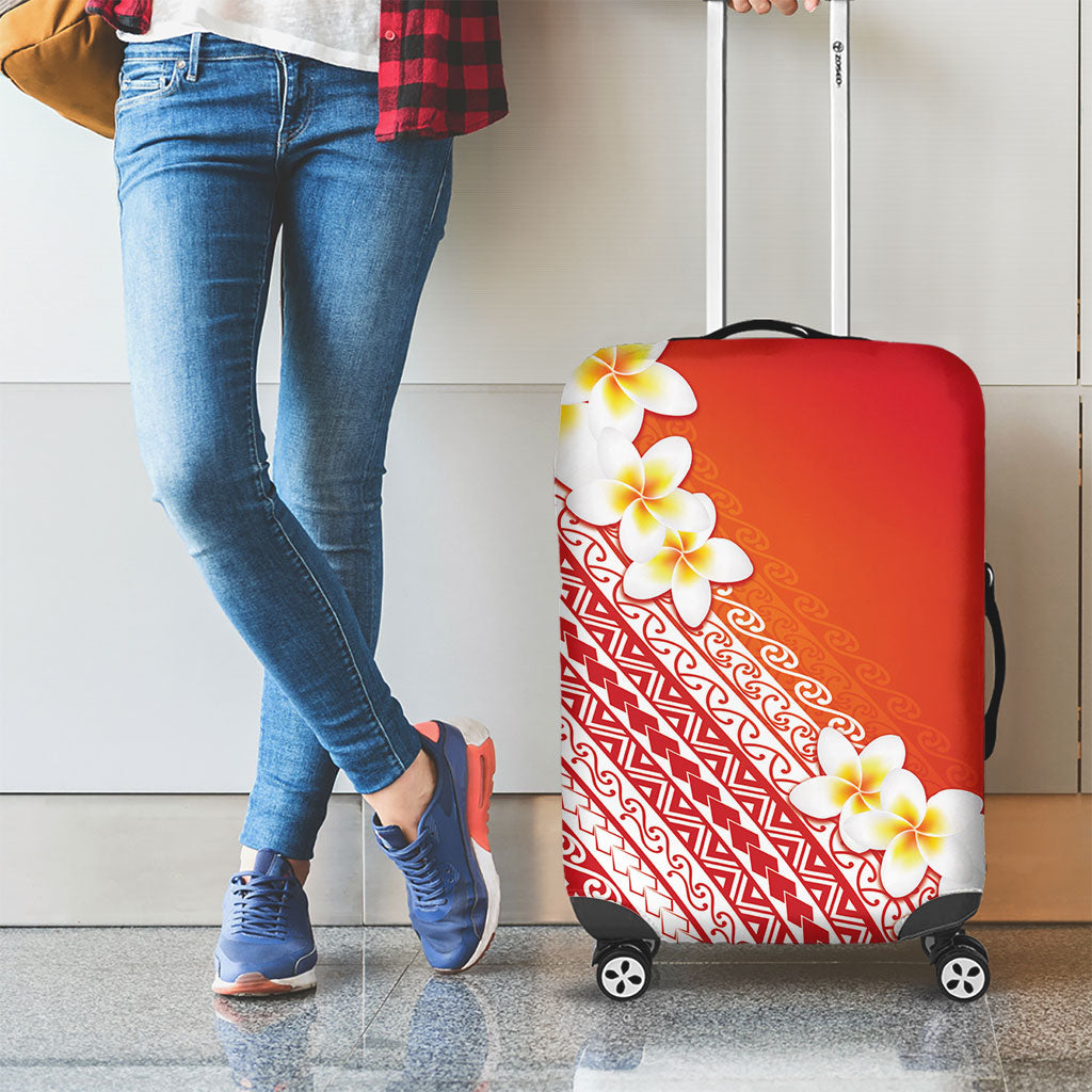 Tahiti Plumeria Tribal Pattern Luggage Cover Wave Style Red LT05 - Polynesian Pride