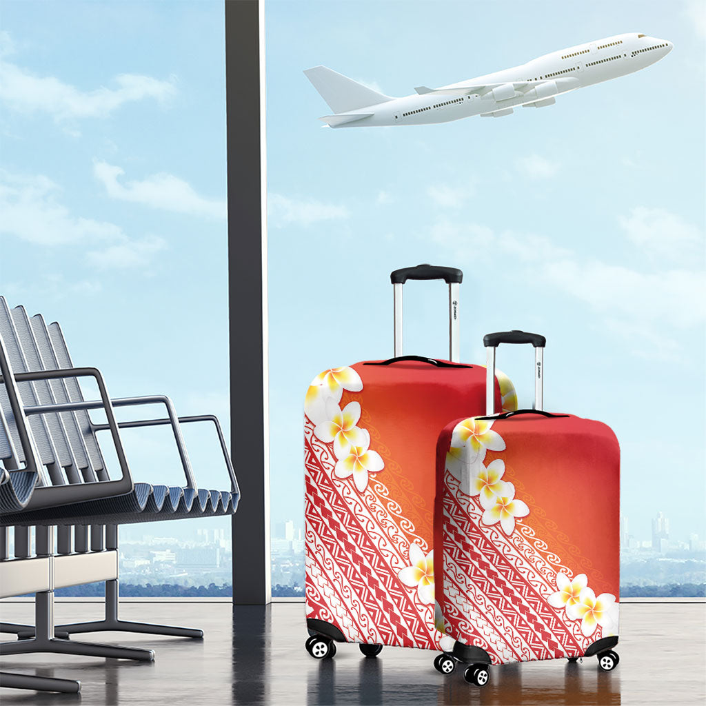 Tahiti Plumeria Tribal Pattern Luggage Cover Wave Style Red LT05 - Polynesian Pride
