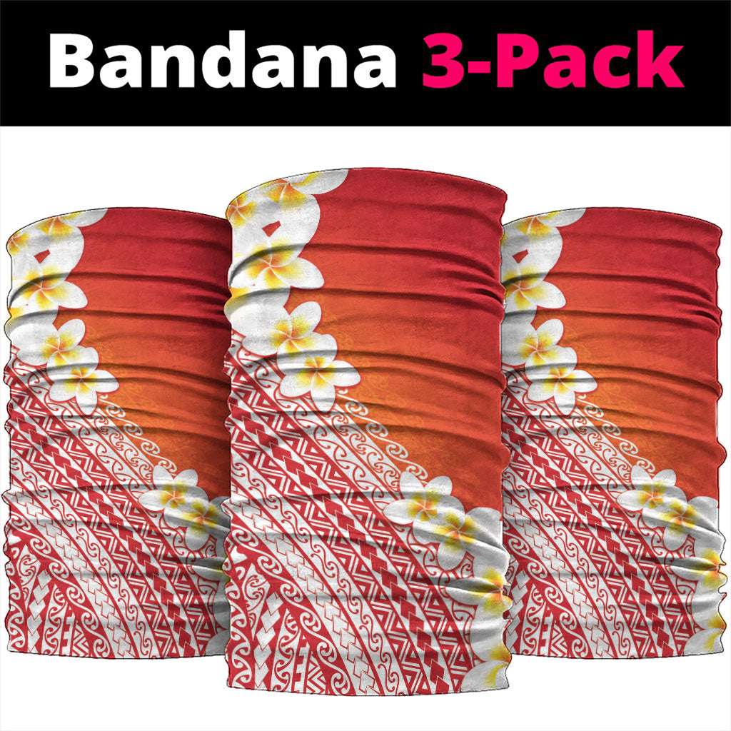 Tahiti Plumeria Tribal Pattern Neck Gaiter Wave Style Red LT05 package One Size: 25*50cm Red - Polynesian Pride