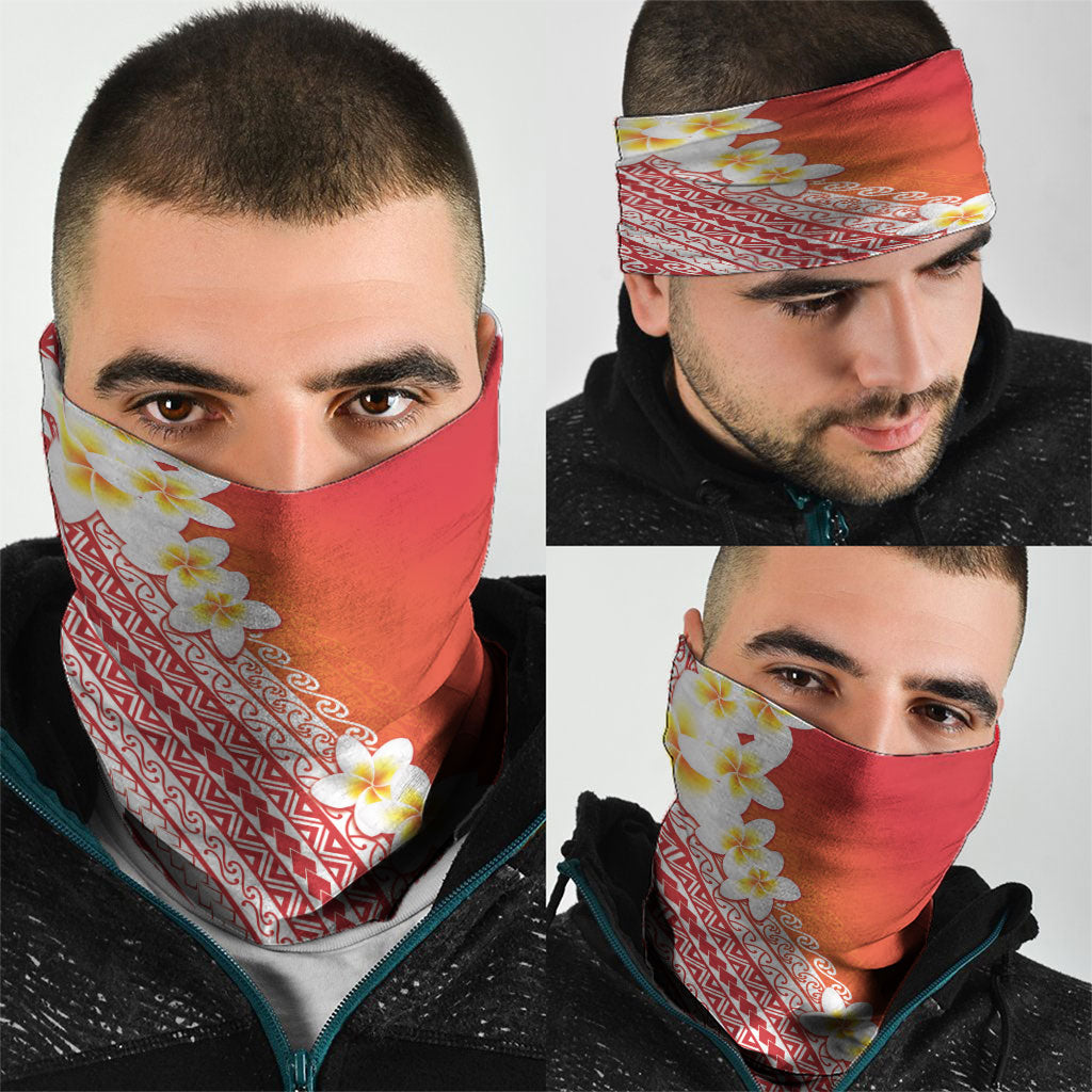 Tahiti Plumeria Tribal Pattern Neck Gaiter Wave Style Red LT05 - Polynesian Pride
