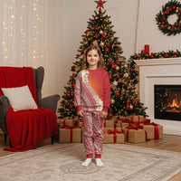 Tahiti Plumeria Tribal Pattern Christmas Pajama Set Wave Style Red