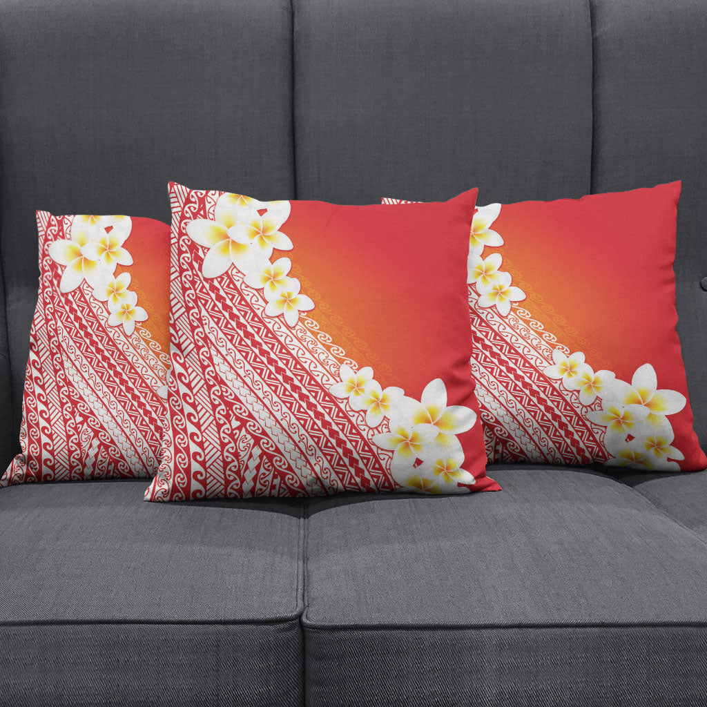 Tahiti Plumeria Tribal Pattern Pillow Cover Wave Style Red LT05 - Polynesian Pride