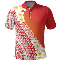 Tahiti Plumeria Tribal Pattern Polo Shirt Wave Style Red LT05 Red - Polynesian Pride
